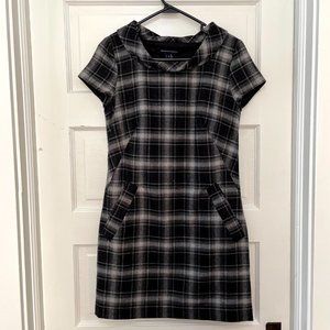 French Connection Gray Plaid Wool Mini Dress